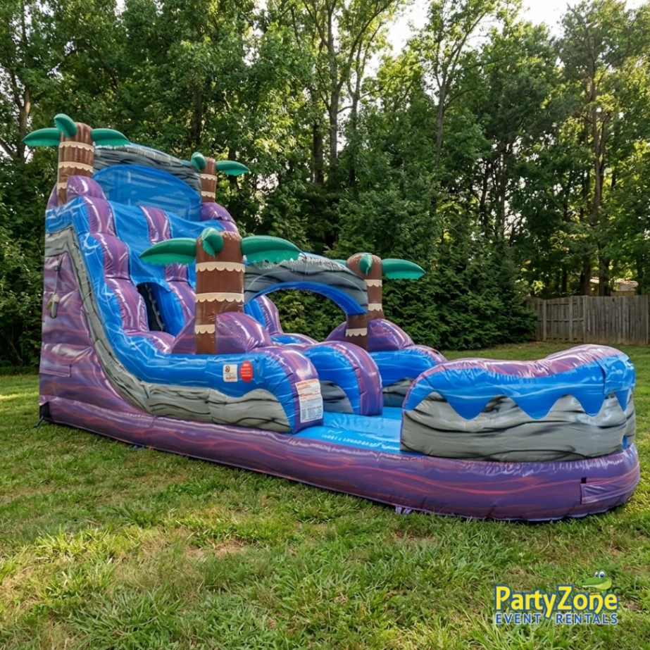 18ft Purple Hurricane water slide rental for Marrero LA backyard birthdays