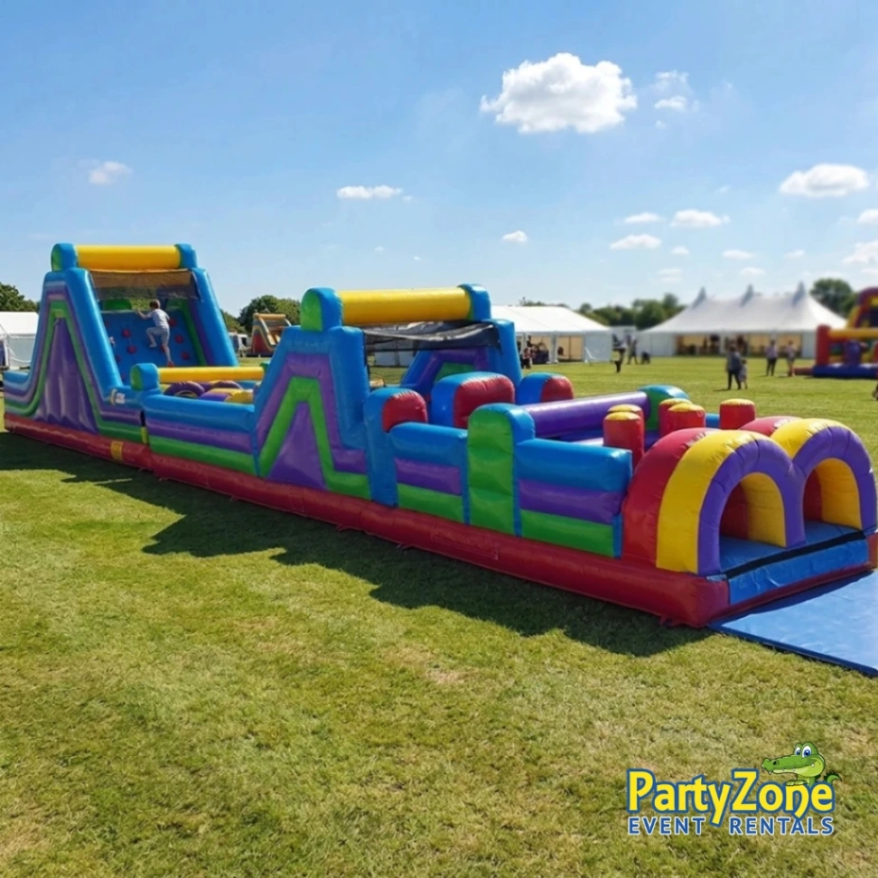 70ft dual-lane obstacle course rental for Marrero LA community events and carnivals
